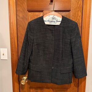 Ann Taylor Black Textured Collarless Blazer